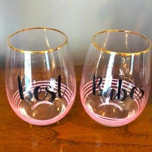 Best Babes matching wine Glass set.